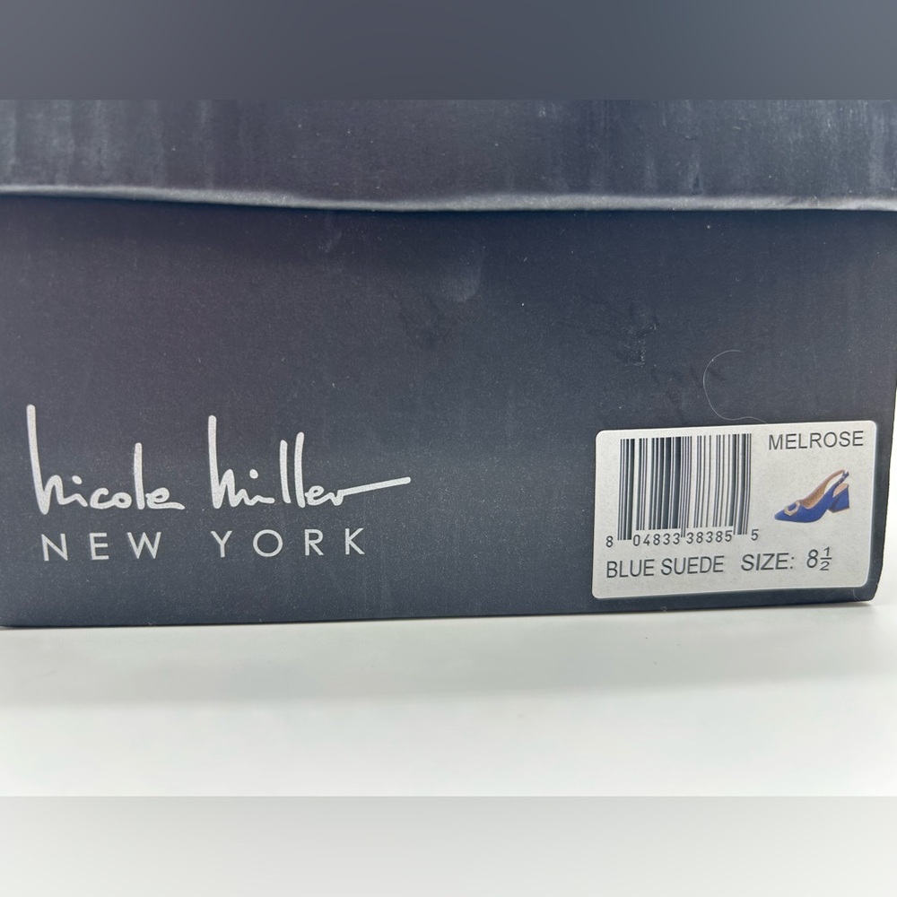 Nicole Miller New York Melrose Blue Faux Suede Women’s Slingback Block Heel 8.5 - Picture 12 of 14